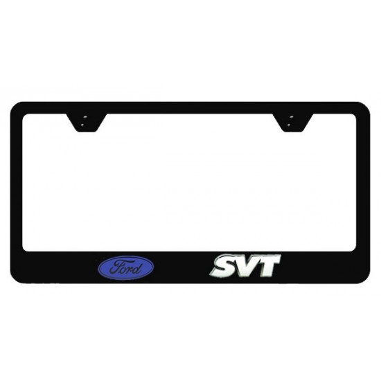 Black Metal License Plate Frame with Ford SVT logo